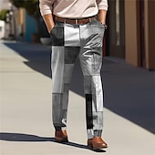 cheap Slim-Plaid / Check Business Casual Men&#039;s Business 3D Printed Dress Pants Flat Front Straight-Leg Relaxed-fit Polyester Medium Waist Pants Outdoor Street Wear to Work Daily Wear S TO 3XL