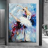 voordelige Schilderijen van mensen-abstract danser olieverfschilderij handgeschilderde kunst aan de grote muur wit ballet schilderij boho muur decor aangepaste schilderij mooi meisje schilderij op canvas voor woonkamer slaapkamer