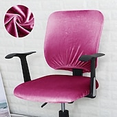 abordables Housse de fauteuil de bureau-Housse de chaise de bureau en velours, housse de chaise de bureau d&#039;ordinateur, élasthanne extensible, anti-poussière, universelle, rotative, pivotante, housse de protection, ensemble de 2 pièces,