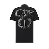 voordelige Polo met dierenprint voor heren-Voor heren Slang Poloshirts Golfshirt Korte mouw Poloshirt Overhemden met kraag Casual Grappig Streetwear Vakantiekleding Feestoutfits Knop 3D-afdrukken Zomer Lente Herfst Zwart Wit Khaki