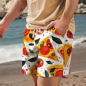 olcso Étel és Ital-Férfi Élelem Grafikai nyomatok Pizza Úszónadrágok Deszkás short Közepes csípő Szabadság Hawaii Üdülőhely stílus Vakáció Szabadság Tengerpart Zsinór hálós béléssel Rugalmas derék Tervező Ruházat