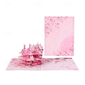 baratos Adesivos-cartão pop-up de flores de cerejeira, cartão pop-up de buquê de flores 3d com cartão de nota e envelope cartão pop-up de dia das mães
