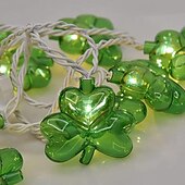 cheap Battery String Lights-Irish St. Patrick&#039;s Day Clover Colored String Lights Outdoor Camping Decorative String Lights