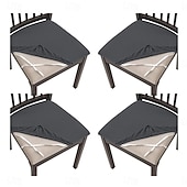 cheap Dining Chair Cover-4 Pcs Stretch Jacquard Seat Covers for Dining Room  Chair Cushion Cover, Removable Washable Dining Chair Covers Anti-Dust Dining Room Chair Covers Seat Cushion Slipcovers