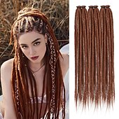 abordables Crocheter les cheveux-Extensions de dreadlocks de 24 pouces 20 brins hippie à extrémité unique dreads 0,6 cm de largeur extensions loc style reggae cheveux au crochet synthétiques pour femmes et hommes