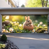 billige Garasjeportdeksler-vårspiser kanin utendørs garasjeportdeksel banner vakkert stort bakteppe dekorasjon for utendørs garasjeport hjem veggdekorasjoner arrangement fest parade