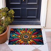お買い得  玄関マット-絵画 曼荼羅 ボヘミアン 玄関マット V 滑り止め オイルプルーフ ラグ 屋内 屋外 マット 寝室 装飾 バスルーム マット 玄関 ラグ