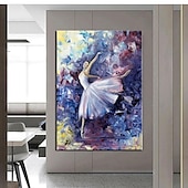 voordelige Schilderijen van mensen-abstract danser olieverfschilderij handgeschilderde kunst aan de grote muur wit ballet schilderij boho muur decor aangepaste schilderij mooi meisje schilderij op canvas voor woonkamer slaapkamer