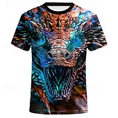 cheap Animal Print T shirts-Men&#039;s Animal Dragon T shirt Short Sleeve T shirt 3D Print Crew Neck Shirt Designer Casual Subculture Sports Outdoor Daily Holiday Yellow Blue Orange Spring &amp; Summer Clothing Apparel S M L XL 2XL 3XL