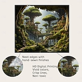 levne Lesní tapisérie-domy na stromech les závěsný gobelín nástěnné umění velký gobelín nástěnná malba výzdoba fotografie pozadí přikrývka opona domácí ložnice dekorace obývacího pokoje