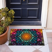 お買い得  玄関マット-絵画 曼荼羅 ボヘミアン 玄関マット V 滑り止め オイルプルーフ ラグ 屋内 屋外 マット 寝室 装飾 バスルーム マット 玄関 ラグ