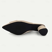 ieftine Pantofi casual dama-Pentru femei Tocuri Mărime Plus Size Pantofi Flyknit Nuntă În aer liber Birou Dungi Cataramă Blocați călcâiul Vârf ascuțit Modă Clasic Confortabili Plimbare Croșet Loafer Migdală Negru Galben