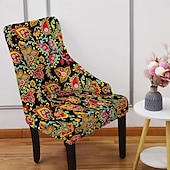 Stretch Wingback Chair Cover Slipcover Floral Printed,Reusable Arm Chair Protector Cover for Dining Room Banquet Home Decor Spandex Fabric Machine Washable Hand Washable 21
