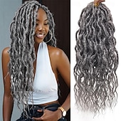 voordelige Gehaakt Haar-faux locs gehaakt haar 18inch godin locs gehaakt haar 6packs grijs locs gehaakt haar zachte locs krullende uiteinden dreadlock gehaakte locs synthetische gehaakte vlechten