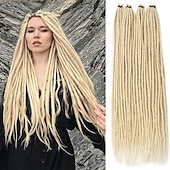 abordables Crocheter les cheveux-extensions dreadlock 24 pouces synthétique hippie simple extrémité dreads 15 brins ombre brun 0,6 cm largeur extensions loc style reggae crochet cheveux pour femmes