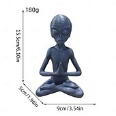 cheap Statues-Garden Statue Meditating Alien Sculptures, Meditating Alien Resin Ornament, UFO Indoor Outdoor Garden Decor, Meditating Alien Figurines