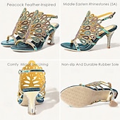 abordables Talons Aiguilles-Femme Chaussures à Talons Sandales Chaussures habillées Chaussures scintillantes Mariage Soirée Plume de paon Strass Talon Cône Talon Aiguille Bout ouvert Elégant Bohême Rétro Vintage Cuir microbien