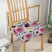 baratos Capa para Cadeira de Jantar-Capas elásticas para assento de cadeira de jantar 1 peça, capas de assento laváveis macias e removíveis com estampa floral para cadeiras de jantar, protetor de capa de assento para sala de jantar