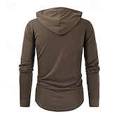 preiswerte Basic-T-Shirts-Herren T Shirt T-Shirt Langarmshirt Langarm Mit Kapuze Frühling &amp; Sommer Einfach Mode Designer Basic Schnürung Urlaub Straße Ausgehen Schwarz Braun Grün Top T-Shirt für Herren