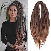 abordables Crocheter les cheveux-extensions dreadlocks dreads synthétiques 24 pouces 15 brins extensions de dreadlocks à double extrémité extrémités droites dreads de style hipple 0,6 cm de largeur extensions dread pour femmes