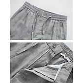 cheap Luxury Linen Pants-100% Linen Men&#039;s Shorts Linen Shorts Summer Shorts Pocket Drawstring Elastic Waist Plain Breathable Comfortable Short Daily Vacation Going out Classic Casual Black Navy Blue