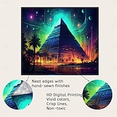 cheap Blacklight Tapestries-Blacklight Tapestry UV Reactive Glow in the Dark Glow Party Neon Egyptian Pyramid Psychedelic Trippy Misty Hanging Tapestry Wall Art Mural for Living Room Bedroom