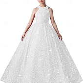 preiswerte Kleider für die Blumenmädchen-kinderkleidung Mädchen Blumenmädchen Kleid Party Kleid Feste Farbe Ärmellos Formal Leistung Hochzeit Gitter Prinzessin Süß Gitter Mitte der Wade Etuikleid Tüll-Kleid Blumenmädchenkleid Sommer