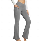 cheap Plain Leggings-Women&#039;s Pants Trousers Casual Daily Full Length High Waist Plain Side Pockets Wide Leg Breathability Comfortable Stretchy Daily Wear Going out Black White Blue Khaki Spring &amp;  Fall