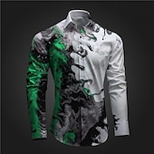 economico Modello 3D-Per uomo 3D Print Camicia con bottoni Camicie stampate Manica lunga Sottoculturale Da mare Feste Strada Primavera estate Collo ripiegabile Stampa Bottone giù Rosso Blu Viola Verde Grigio