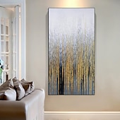 preiswerte Abstrakte Gemälde-handgemaltes Wandkunst-Ölgemälde auf Leinwand – vertikales Gemälde, Wandkunst, abstraktes Gemälde, Einweihungsgeschenk – goldene Striche, Kunstwerk, Originalgemälde für Wohnzimmerdekoration