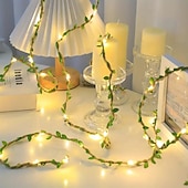 halpa Paristokäyttöinen-vihreä lehti led merkkijono 2m 20 leds kultalehti keiju valot ikkunoihin parveke puutarha sisä ulkopuutarha ystävänpäivä ramadan hääjuhla koristelu