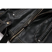 preiswerte Kunstlederjacke-Herren Kunstlederjacke Bikerjacke Vintage Lederjacke Straße Motorrad Thermowarm Tasche Frühling &amp; Herbst Einfarbig Streetwear Lässig Umlegekragen Regulär Kunstleder Schwarz Braun Jacken