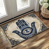 preiswerte Fußmatten-Hamsa-Hand-Ramadan-Fußmatte, Fußmatten, waschbare Teppiche, Küchenmatte, rutschfester, ölbeständiger Teppich, Innen- und Außenmatte, Schlafzimmerdekoration, Badezimmermatte, Eingangsteppich