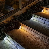 abordables Éclairage paysager-Lampe de marche solaire étanche IP67 pour l&#039;extérieur, éclairage d&#039;escalier extérieur, conception de lentilles LED, lumière d&#039;escalier antivol super brillante, éclairage de décoration pour jardin,