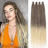 abordables Crocheter les cheveux-extensions dreadlock 24 pouces synthétique hippie simple extrémité dreads 15 brins ombre brun 0,6 cm largeur extensions loc style reggae crochet cheveux pour femmes
