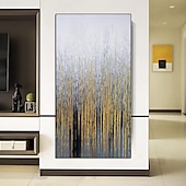 preiswerte Abstrakte Gemälde-handgemaltes Wandkunst-Ölgemälde auf Leinwand – vertikales Gemälde, Wandkunst, abstraktes Gemälde, Einweihungsgeschenk – goldene Striche, Kunstwerk, Originalgemälde für Wohnzimmerdekoration