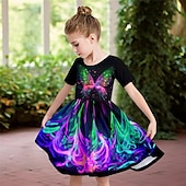 abordables Robe Papillon 3D-FILLE 3D Papillon Robe Manche Courte 3D effet Eté du quotidien Vacances Décontractées Magnifique Enfants 3-12 ans Robe casual Robe Patineuse Au dessus du genou Standard