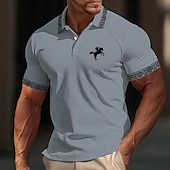 preiswerte Klassisches Poloshirt für Herren-Herren Baumwoll-Poloshirt Golfshirt Lässig Sport Gerippter Polokragen Kurzarm Mode Basic Farbblock Patchwork Bestickt Sommer Normale Passform Schwarz Weiß Gelb Grau Baumwoll-Poloshirt