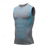 levne Tílka na cvičení-Pánské Bez rukávů Fitness Tank Nádrž Tílka Tričkový Bez rukávů Posilovna Sport Běžné / Denní Prodyšné Měkké Barevné bloky Vodní modrá Světle šedá Sportovní oděvy Polyester Módní Základní