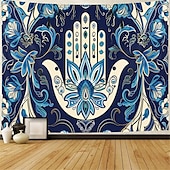 ieftine Tapiserii de vacanță-Epocă hamsa agățată de mână tapiserie eid ramadan artă de perete tapiserie mare decor mural fotografie fundal pătură perdea acasă dormitor living decor