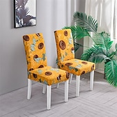 cheap Dining Chair Cover-Stretch Spandex Dining Chair Cover 4/6 Pcs Set, Floral Printed Stretch High Back Dining Chair Cover Slipcover with Elastic Band for Dining Room,Wedding, Ceremony, Banquet,Home Decor