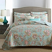 economico Copriletti, coperte e completi-Set trapunta con motivo floreale a forma di uccello in cotone 100%, set copriletto copriletto king size per tutte le stagioni, set di biancheria da letto oversize leggero