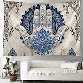 ieftine Tapiserii de vacanță-Epocă hamsa agățată de mână tapiserie eid ramadan artă de perete tapiserie mare decor mural fotografie fundal pătură perdea acasă dormitor living decor