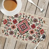 cheap Placemats &amp; Coasters &amp; Trivets-1PC Ethnic Pattern Placemat Table Mat 12x18 Inch Table Mats for Party Kitchen Dining Decoration