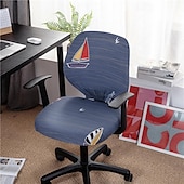 baratos Capa para Cadeira de Escritório-Capa para cadeira de escritório, capa para cadeira de mesa de computador, spandex elástico, anti-poeira, divisão universal, giratória, protetor de capa para cadeira giratória, conjunto de 2 peças,