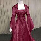 halpa Pukeutua-Retro / vintage Keskiaika Renessanssi Kokopitkä Mekot Normaali Leveä kalvosinnapit Viikinki Outlander Pluskoko Haltia Naamiaispuku Naisten Kelttiläinen Kuninkaallinen Halloween Karnevaali Naamiaiset