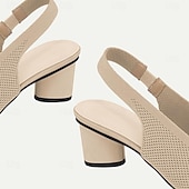 ieftine Pantofi casual dama-Pentru femei Tocuri Mărime Plus Size Pantofi Flyknit Nuntă În aer liber Birou Dungi Cataramă Blocați călcâiul Vârf ascuțit Modă Clasic Confortabili Plimbare Croșet Loafer Migdală Negru Galben