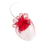 Недорогие Фасцинаторы-Hats Tulle Sinamay Saucer Hat Top Hat Wedding Cocktail Elegant Wedding With Feather Headpiece Headwear