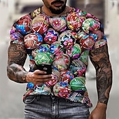 billige T-skjorter med 3D-trykk til herrer-Påske Herre Grafisk Egg Kortermet skjorte T-skjorte T-skjorte T-skjorte Kortermet T skjorte 3D-utskrift Crew-hals Skjorte Mote Designer Fritid Daglig Ferie Feriereise Rød Blå Himmelblå Sommer Klær M