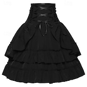 cheap Bottoms-Retro Vintage Medieval Renaissance Skirt Pirate Flounced Asymmetric Hem Solid Colored Women&#039;s Pirate Fantasy Steampunk Masquerade Party / Evening Adults&#039; Skirts